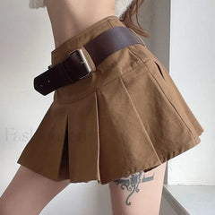Vintage Pleated College Mini Skirt