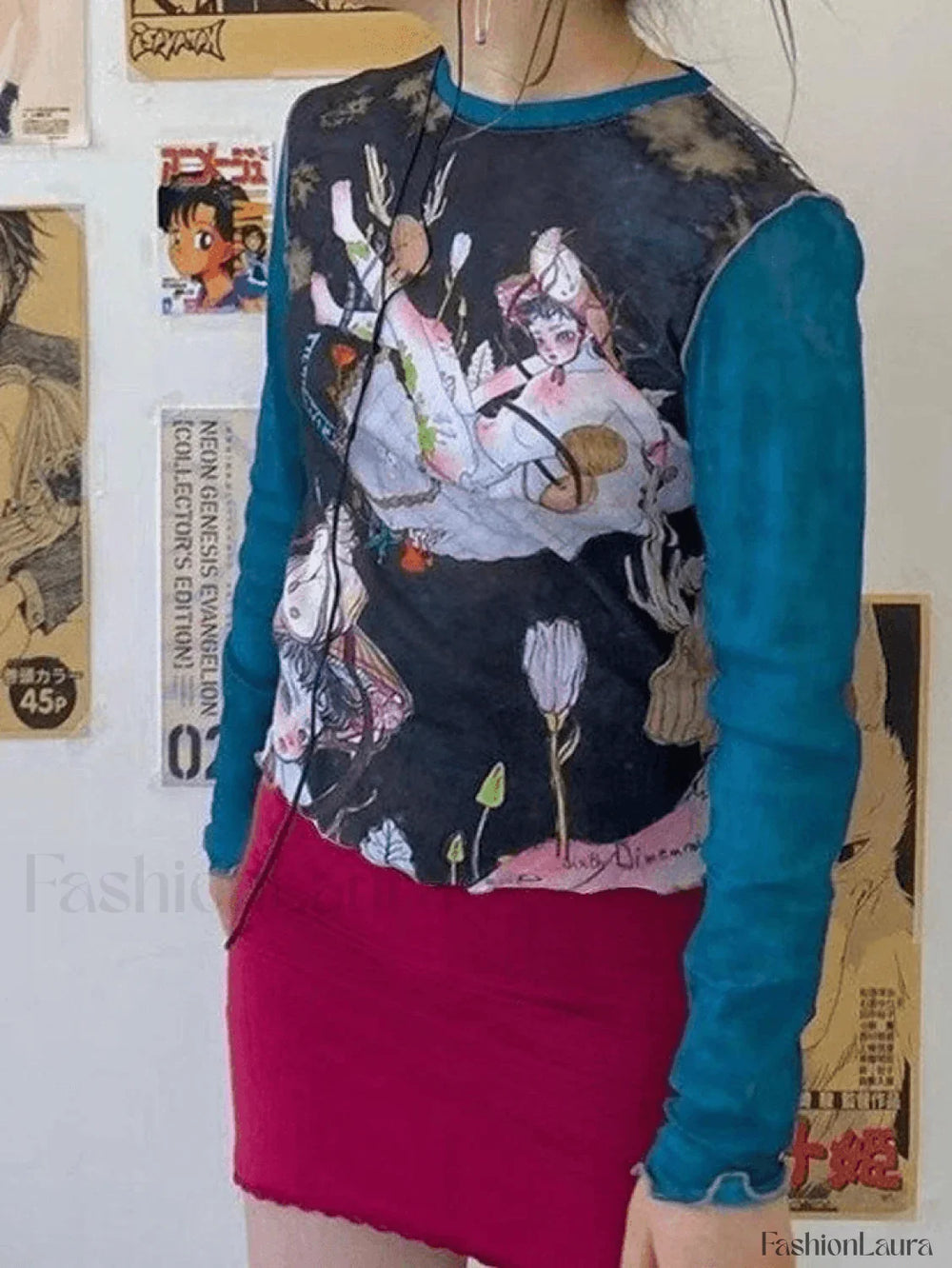 Vintage Printed Y2K Long Sleeve Tee Tops&Tees