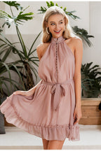 JuliaFashion - Vintage Ruffle Sexy Sleeveless Dress