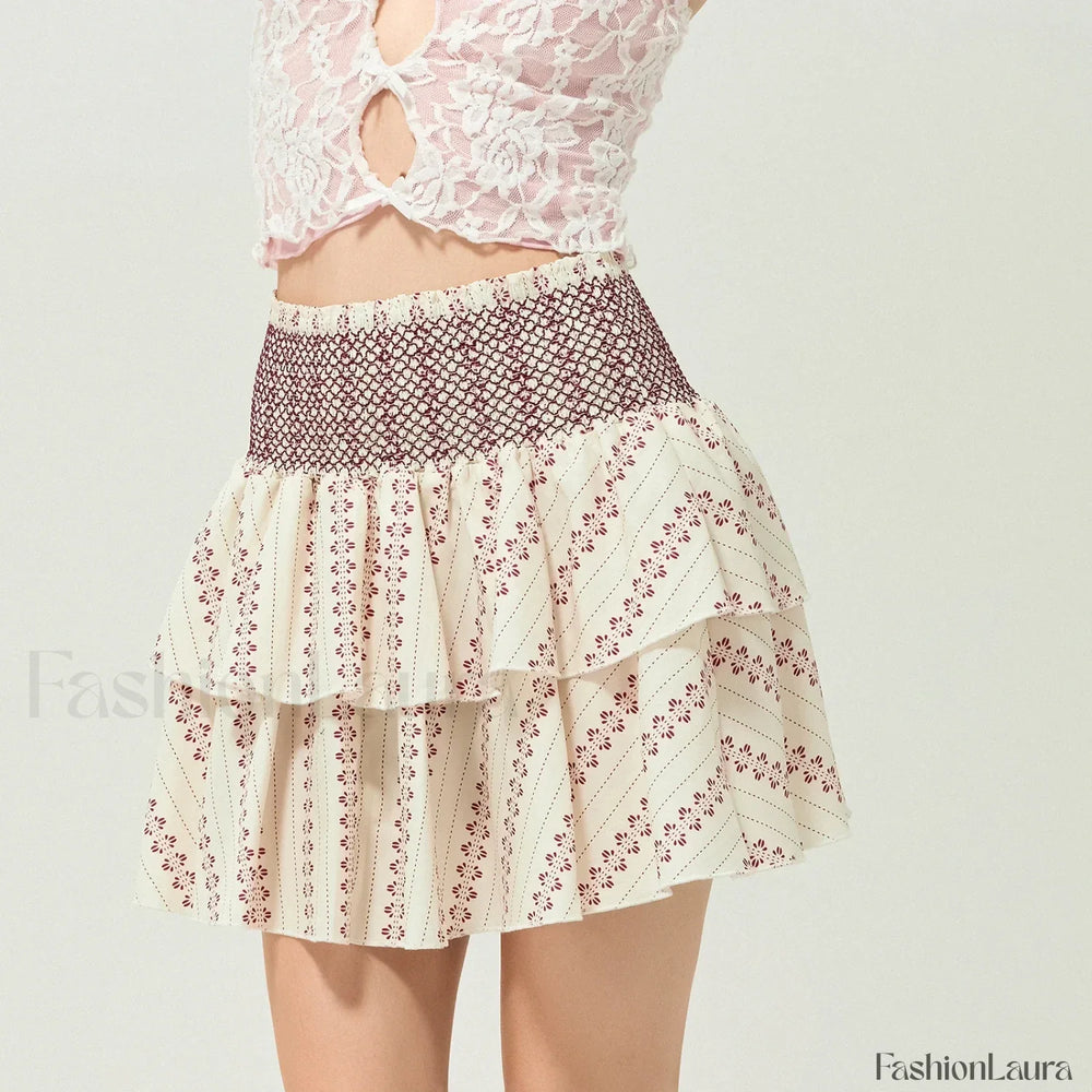 Vintage Shirred Floral Cake Skirt