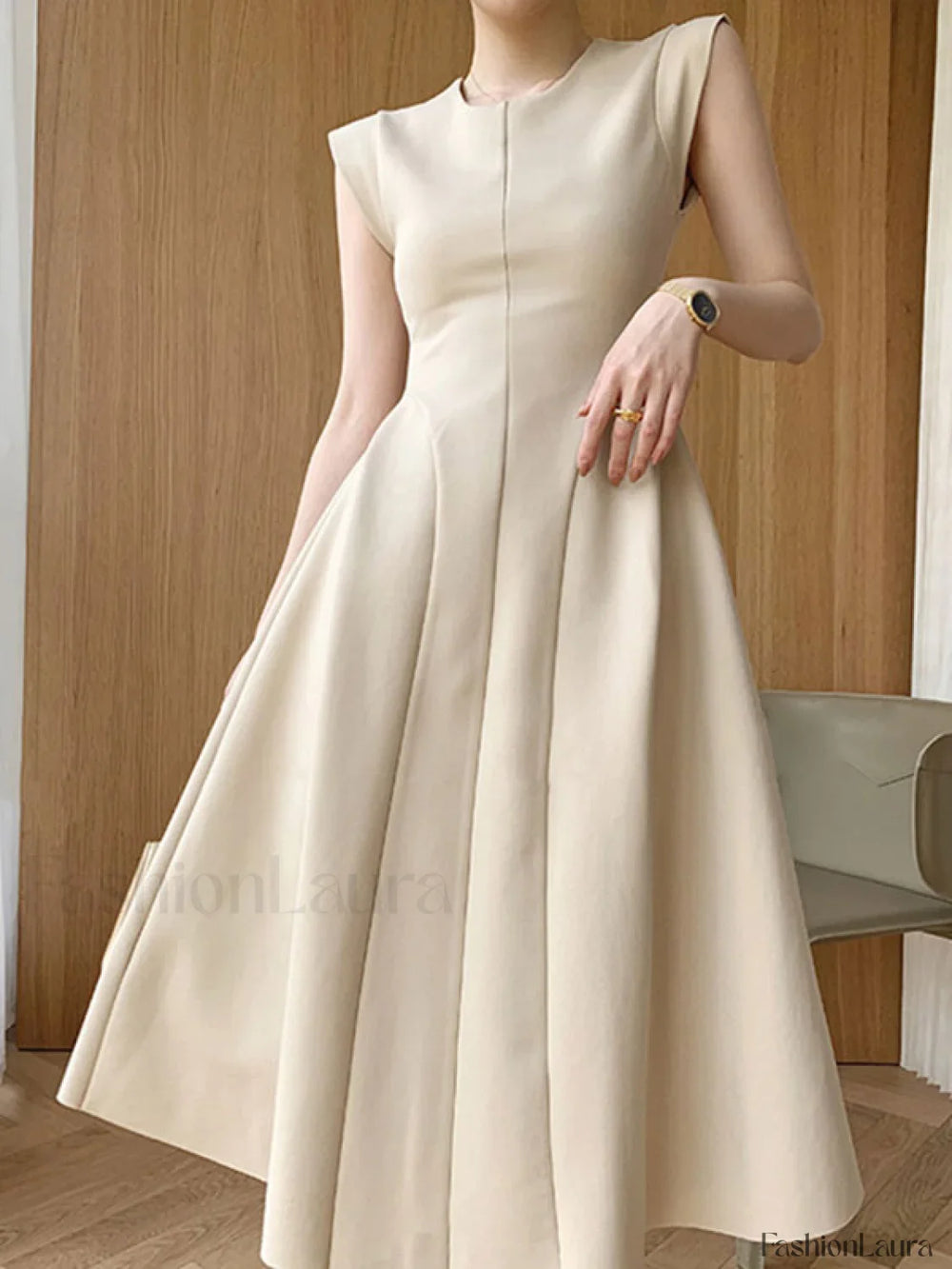 Vintage Spliced Swing Maxi Dress Midi Dresses