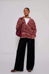 Vintage Stripe V neck Knit Cardigan