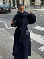 Vintage Striped Long Trench Coats Women Casual Loose Single Button Overcoats