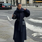 Vintage Striped Long Trench Coats Women Casual Loose Single Button Overcoats