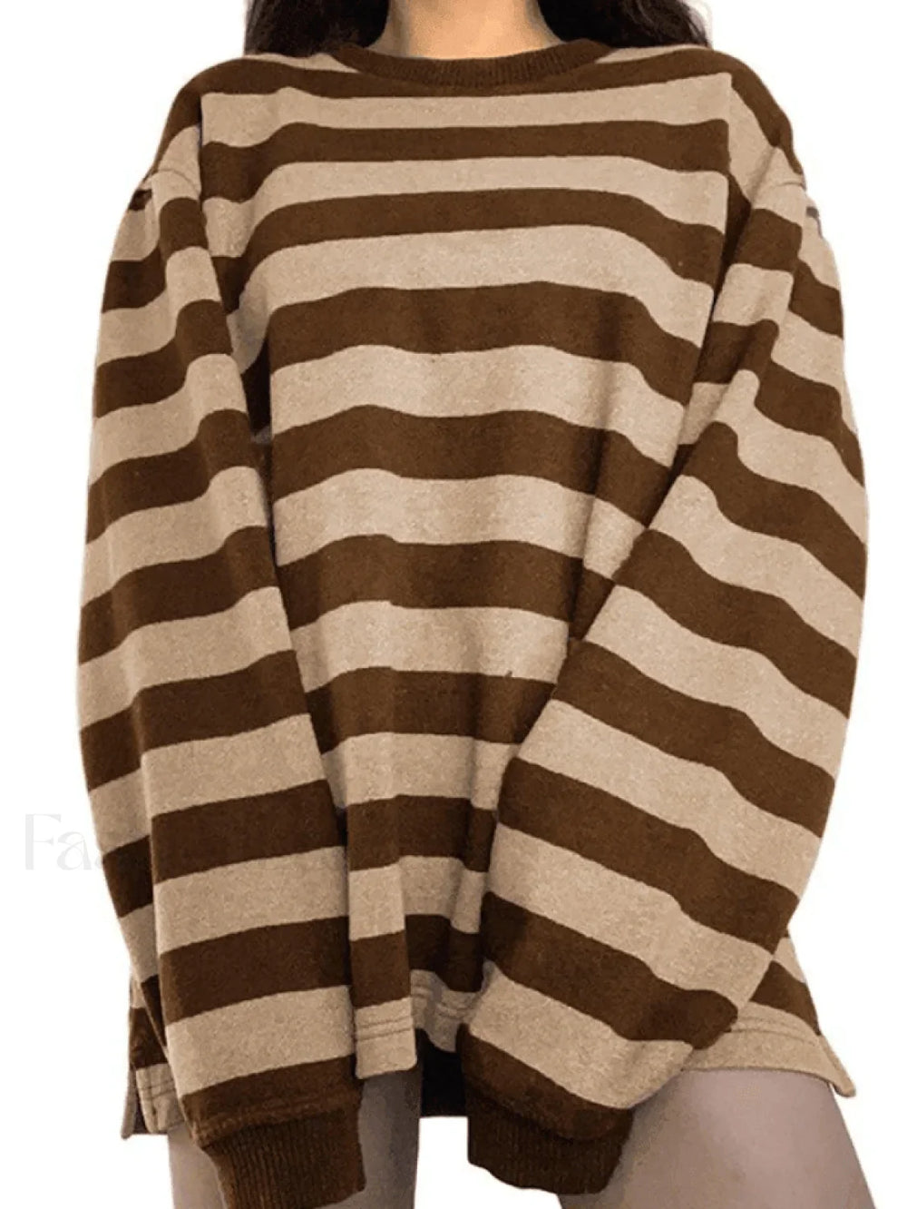 Vintage Striped Pullover Sweatshirt Brown / S Sweatshirts & Hoodies L
