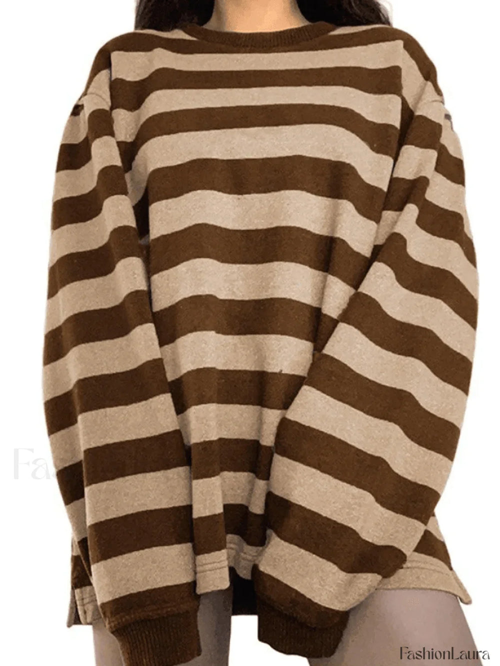 Vintage Striped Pullover Sweatshirt Brown / S Sweatshirts & Hoodies L