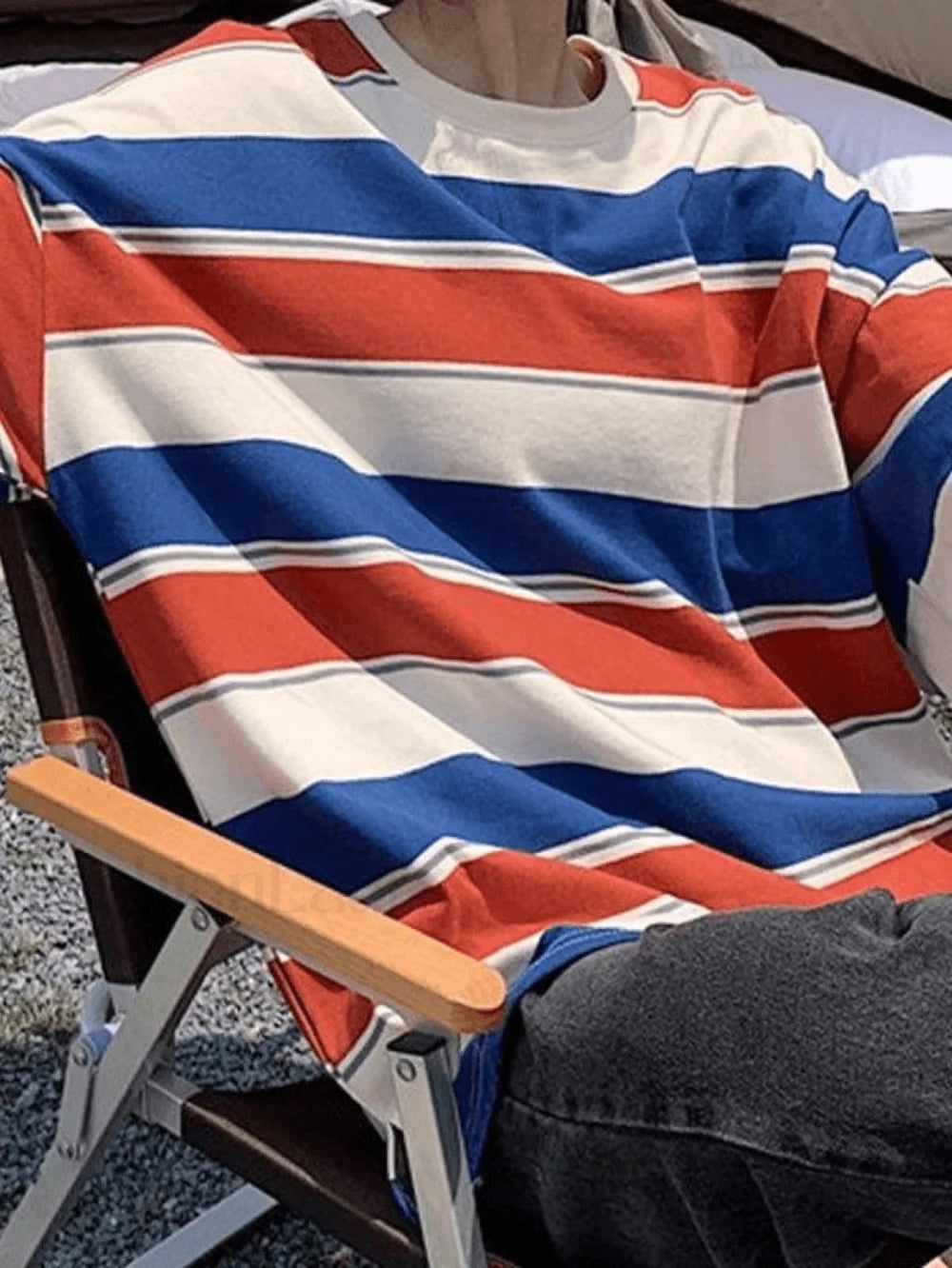 Vintage Striped Pullover Sweatshirt Sweatshirts & Hoodies L