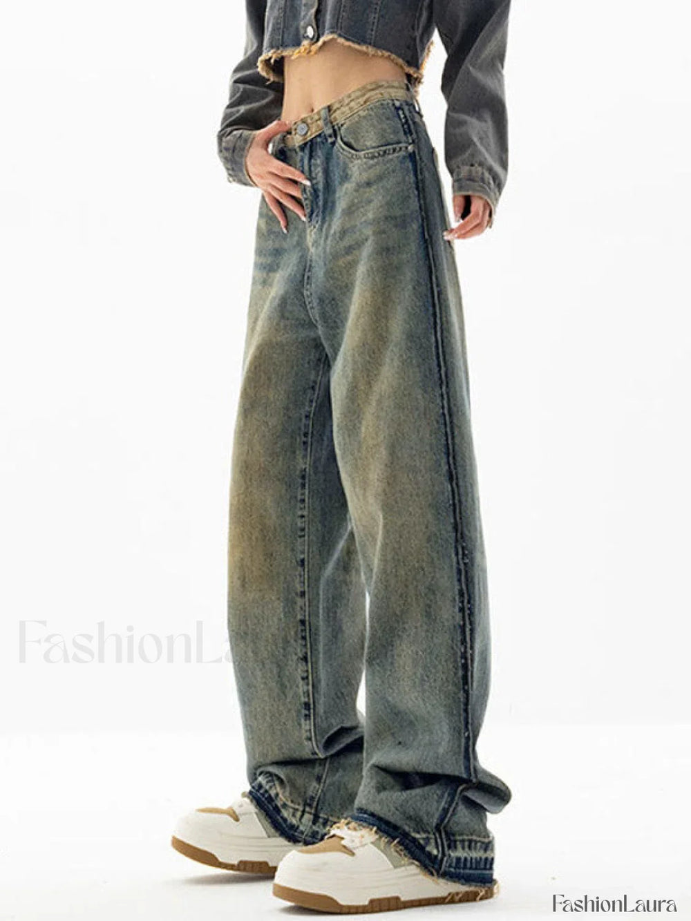 Vintage Wash Distressed Boyfriend Jeans Boyfriend Jeans