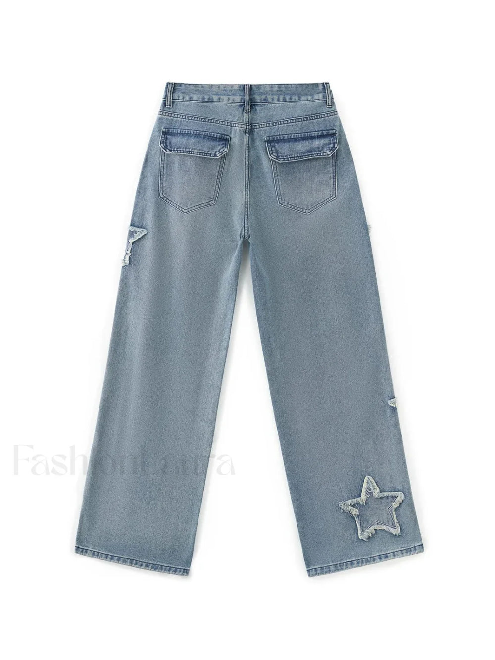 Vintage Wash Distressed Star Patch Boyfriend Jeans Boyfriend Jeans