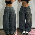Vintage Washed Baggy Pants for Halloween Style Dark Grey / M