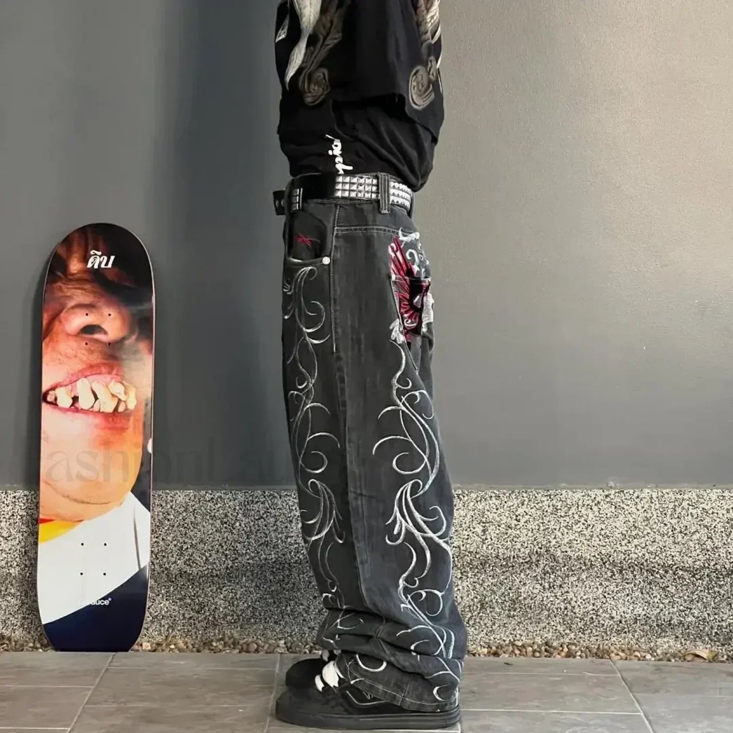 Vintage Wide Leg Baggy Jeans for Men: Y2K Hip Hop Street Style