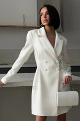 Waist Cinched Sweet Suit Style Strappy Work Dress White / S