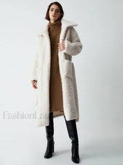 Warm Embrace Graceful Furry Trench Coat Off White / S Fleece Jackets