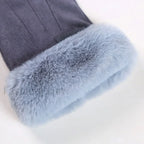 Warm Winter Fur Full Finger Windproof Driving Outdoor Screen Women Christmas Glove