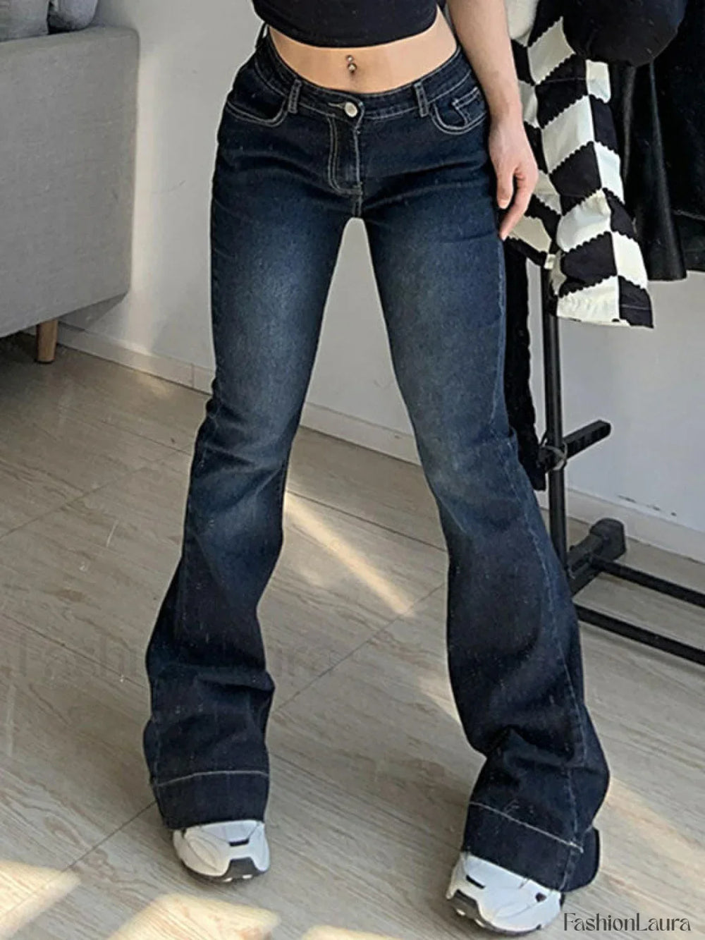 Washed Low Waist Flare Jeans Flare Jeans