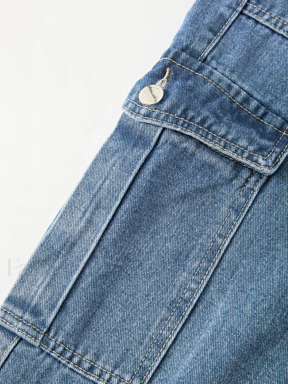 Washed Mid Waist Pocket Cargo Jeans Cargo Jeans