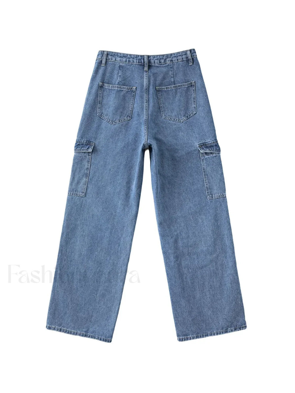 Washed Mid Waist Pocket Cargo Jeans Cargo Jeans