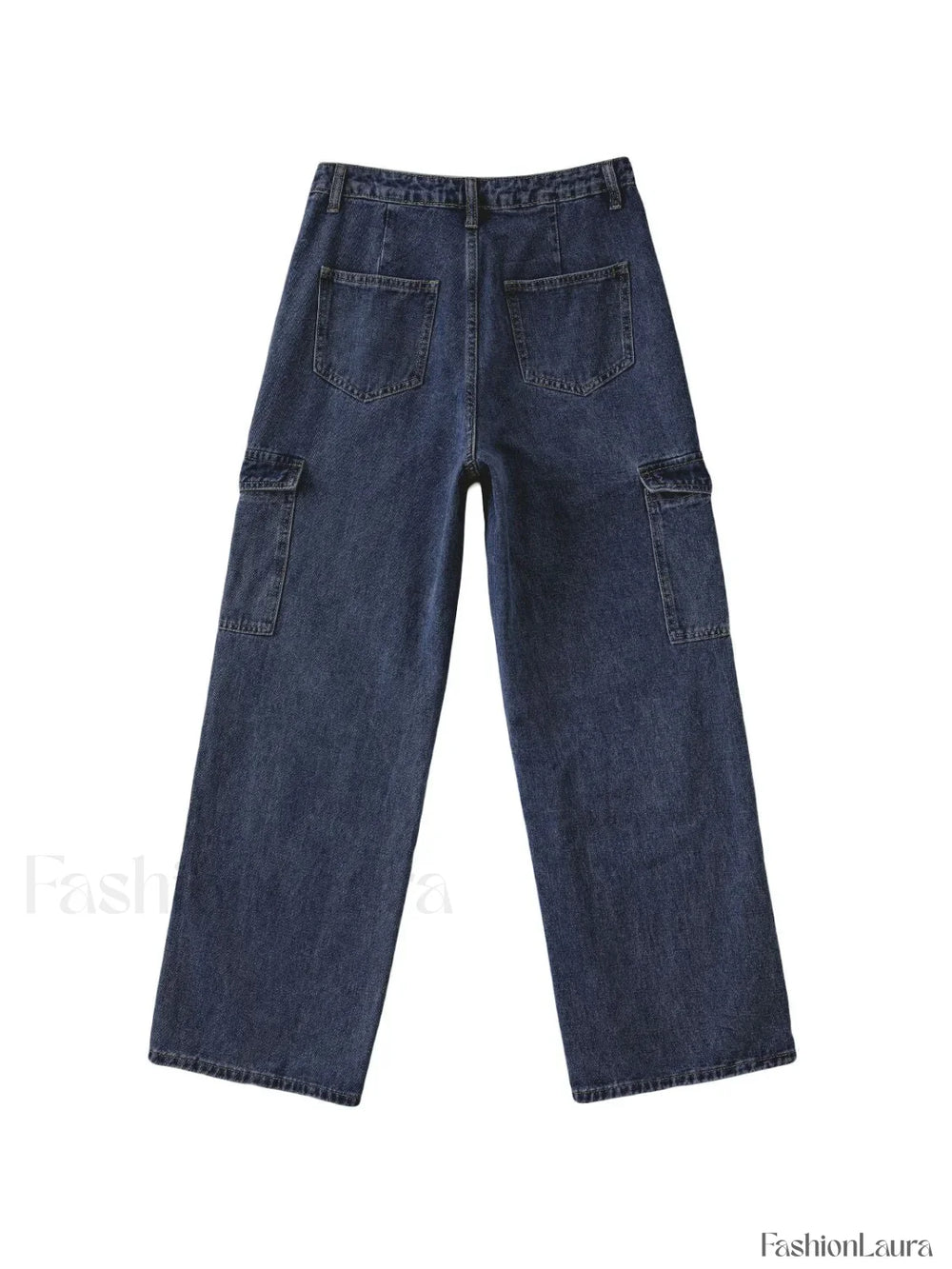 Washed Mid Waist Pocket Cargo Jeans Cargo Jeans