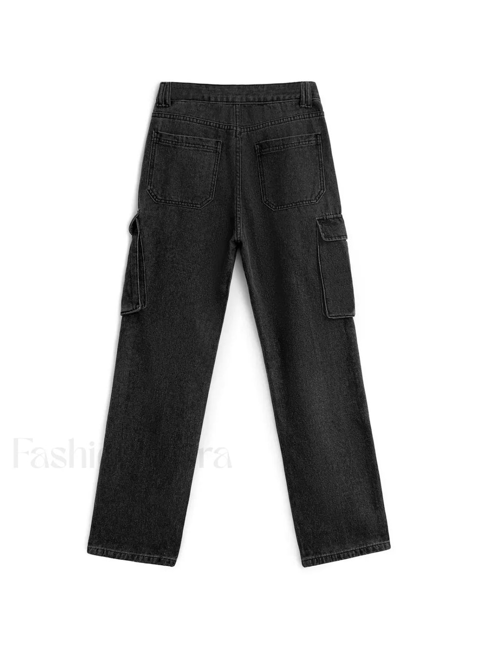 Washed Mid Waist Pocket Cargo Jeans Cargo Jeans