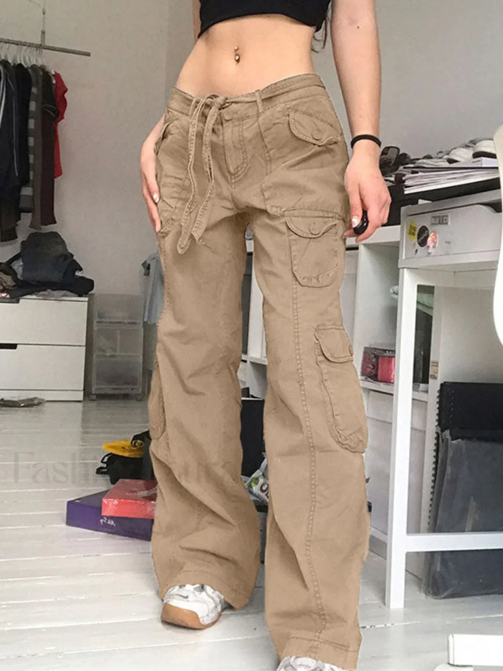 Washed Pocket Patched Cargo Jeans Cargo Jeans