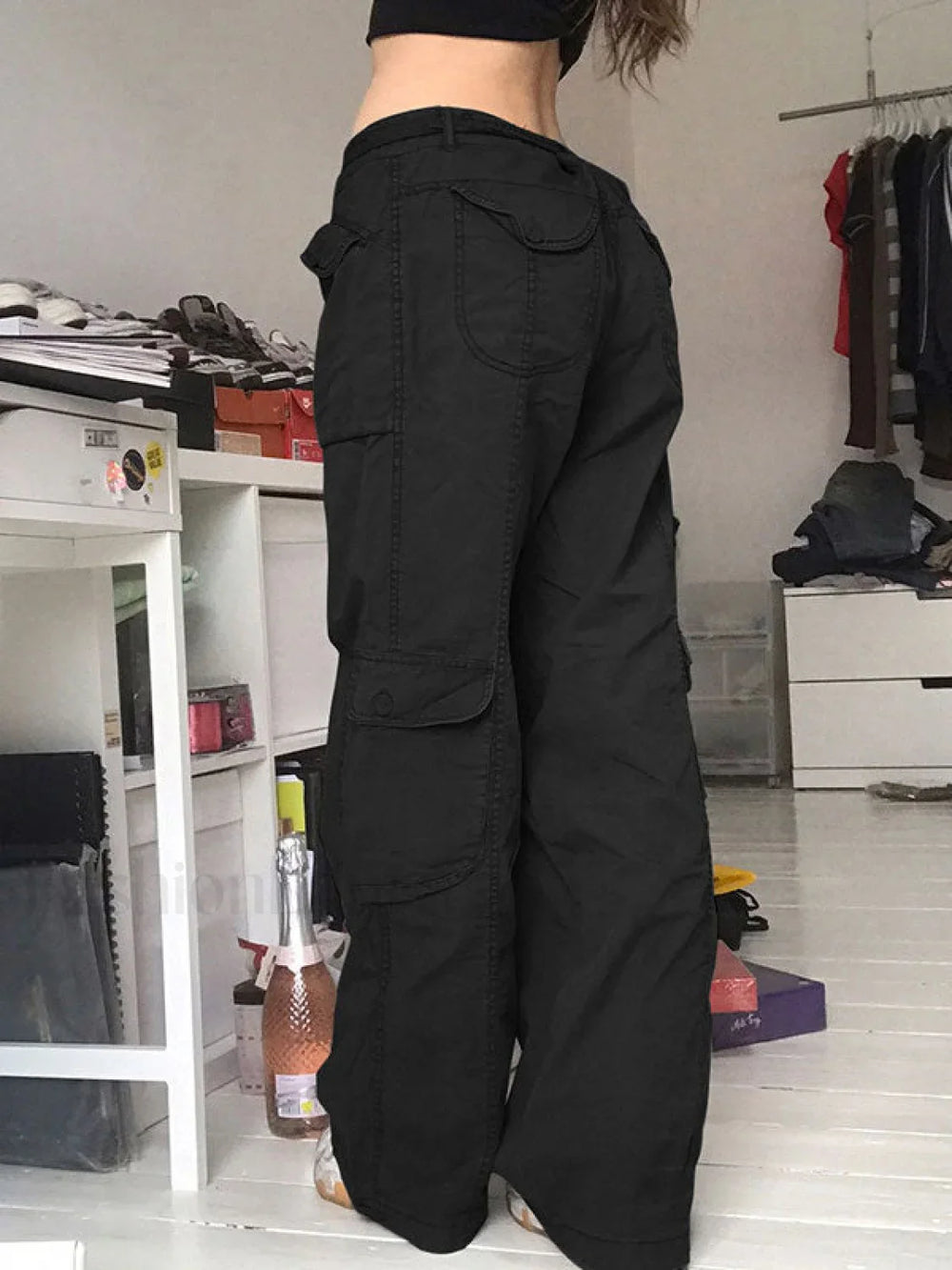 Washed Pocket Patched Cargo Jeans Cargo Jeans