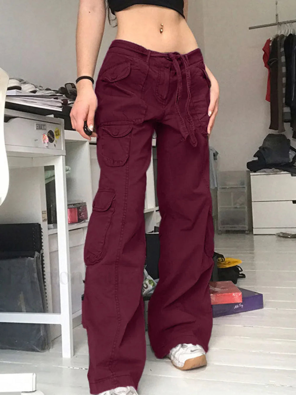 Washed Pocket Patched Cargo Jeans Cargo Jeans