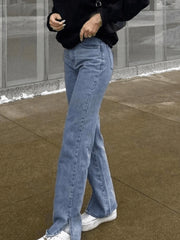 Washed Split Boyfriend Jeans Blue / S Jeans