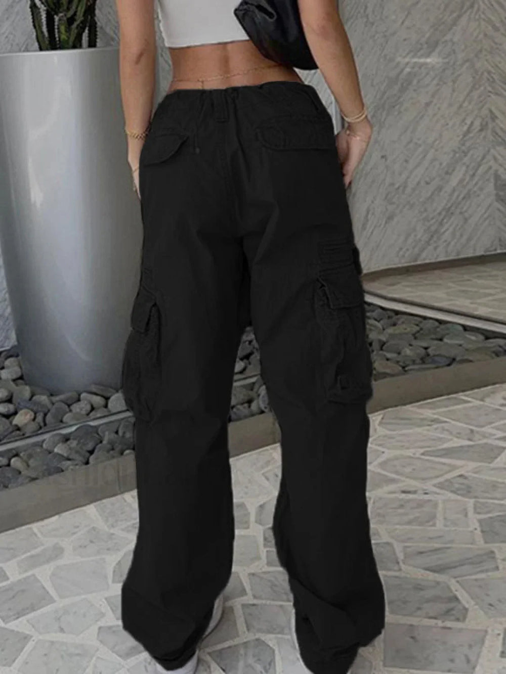 Washed Vintage Baggy Cargo Jeans Black / S Cargo Jeans