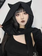 Wasteland Kitten Hollow Out Sleeve Folds Bodycon Dress Black / S