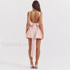 White Big Bow A Line Mini Dress