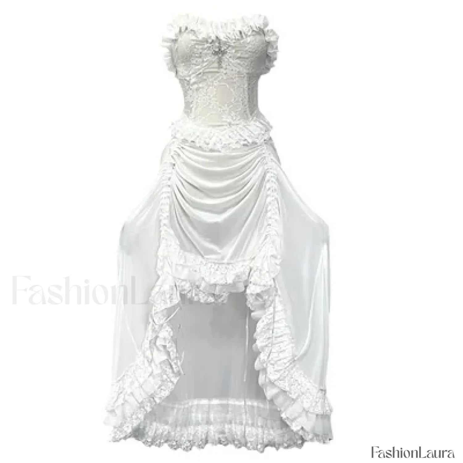 White Gothic Rope Lace Flying Sleeve Stiletto Strap Asymmetric Light Lolita Summer Party Evening white no sleeve / S