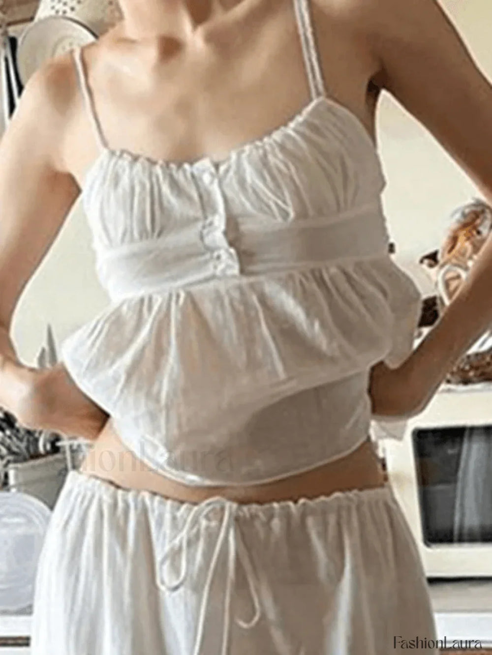 White Lace Panel Cami Top Tops&Tees