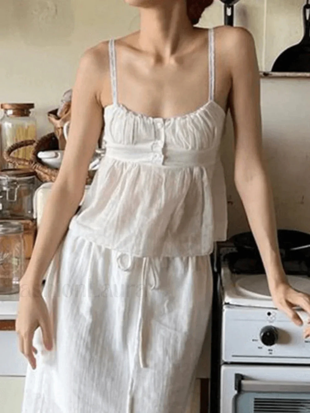 White Lace Panel Cami Top Tops&Tees