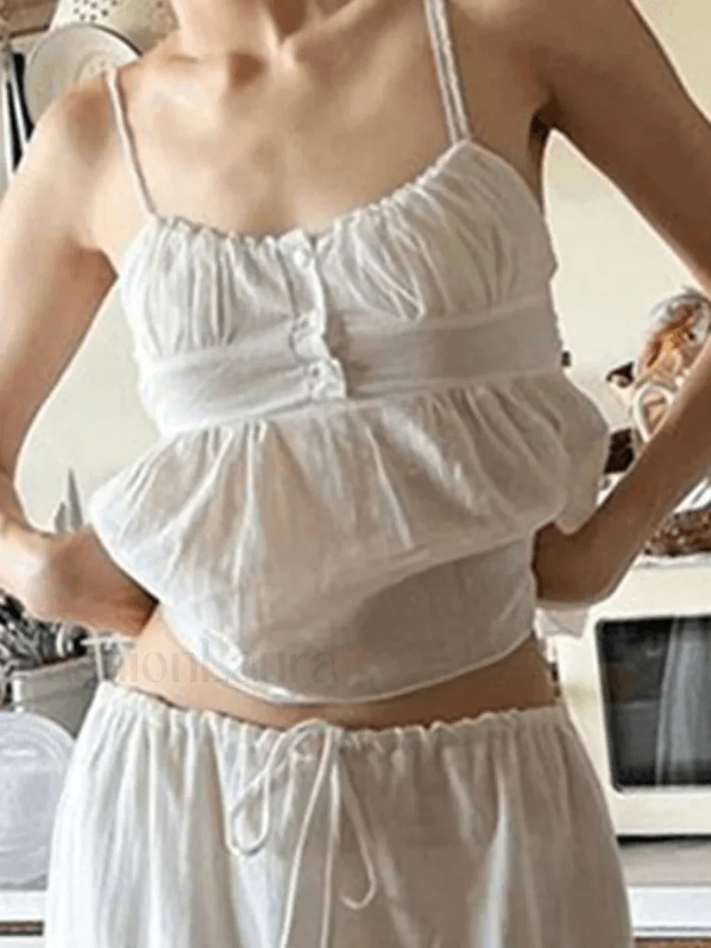 White Lace Panel Cami Top Tops&Tees