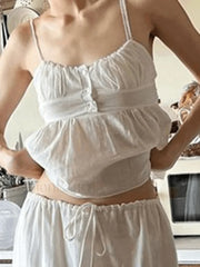 White Lace Panel Cami Top Tops&Tees