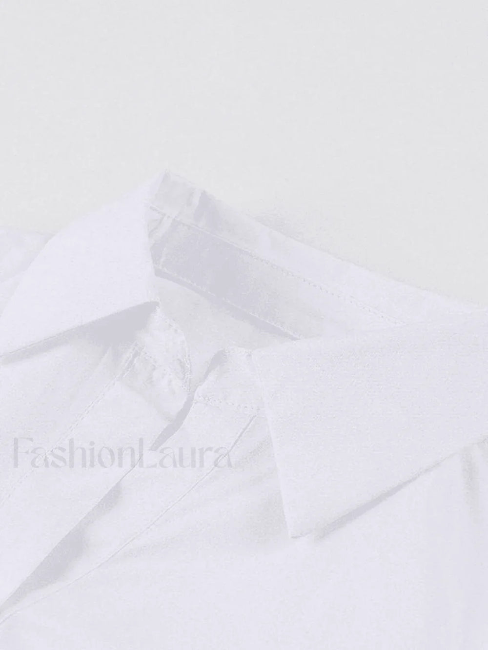 White Ruched Cropped Long Sleeve Blouse Tops&Tees