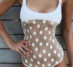 White See Through Dot Mesh One Piece