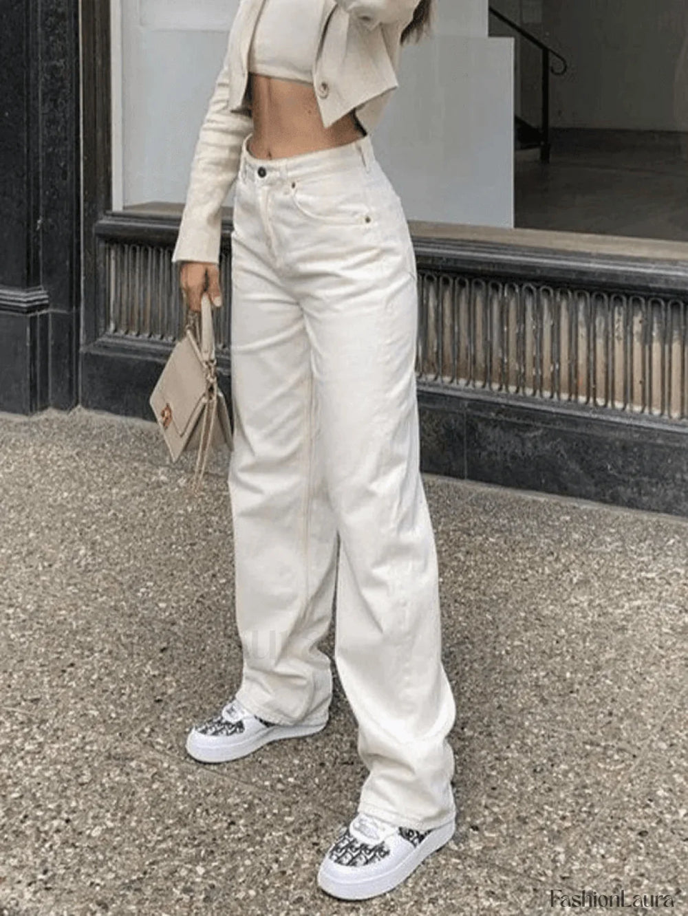 White Washed Boyfriend Jeans White / S Jeans