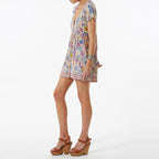 JuliaFashion - Wild Peacock & Flowers V-Neck Mini Dress