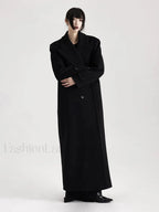 Lautaro Winter Luxury Extra Long Black Warm Soft Wool & Blends Overcoats