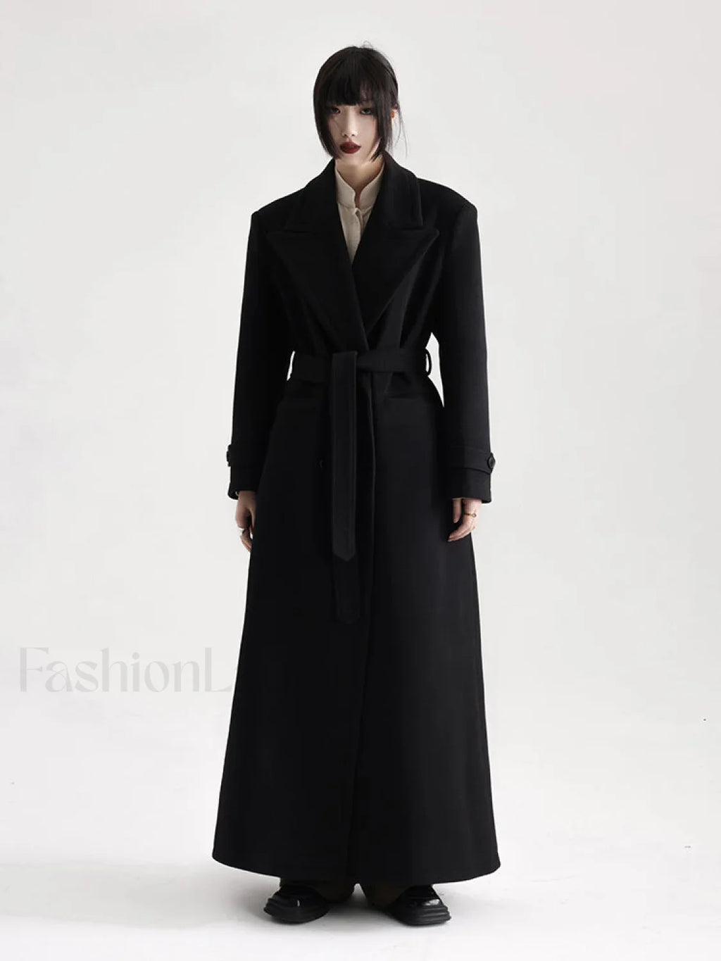 Lautaro Winter Luxury Extra Long Black Warm Soft Wool & Blends Overcoats