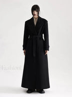 Lautaro Winter Luxury Extra Long Black Warm Soft Wool & Blends Overcoats