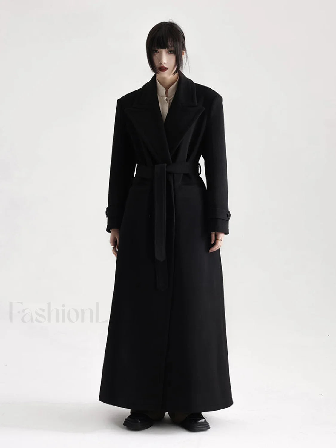 Lautaro Winter Luxury Extra Long Black Warm Soft Wool & Blends Overcoats