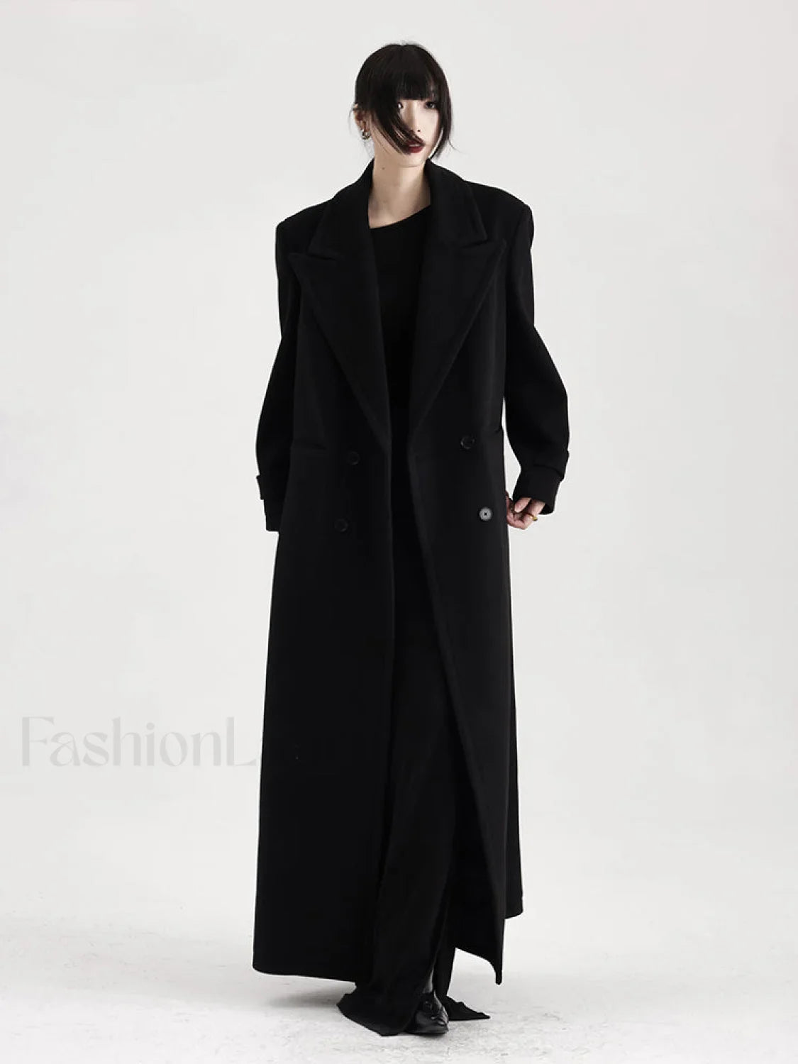 Lautaro Winter Luxury Extra Long Black Warm Soft Wool & Blends Overcoats