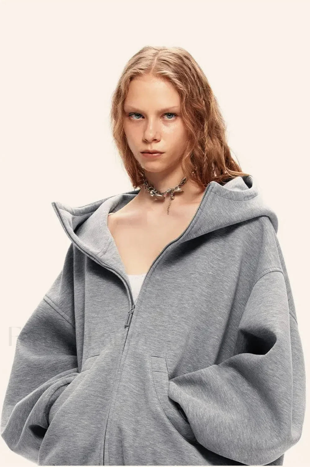 Winter Streetwear Zipper Hoodie Grey / M