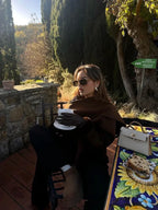 Women Brown Scarf Shawl Collar Short Wool Blends Coat Elegant Fashion Overcoats