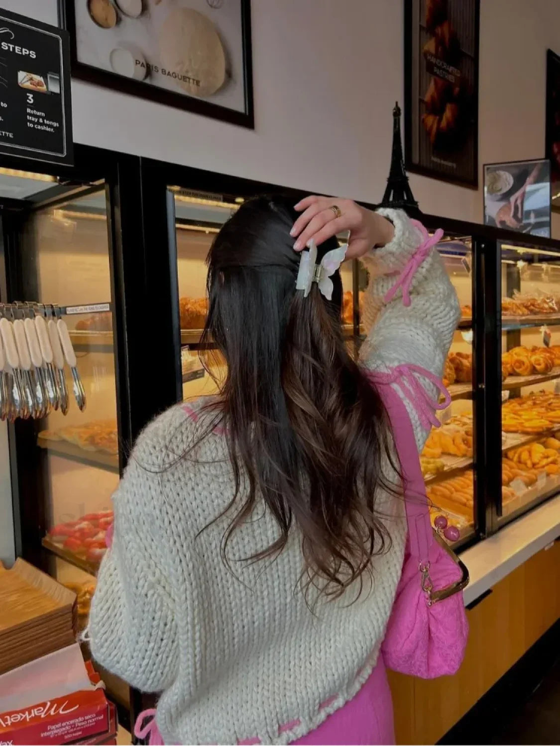 Women Elegant Solid Contrast Suture Knitted Pullover Fashion Round Neck Long Sleeve Loose Sweater Sweaters L