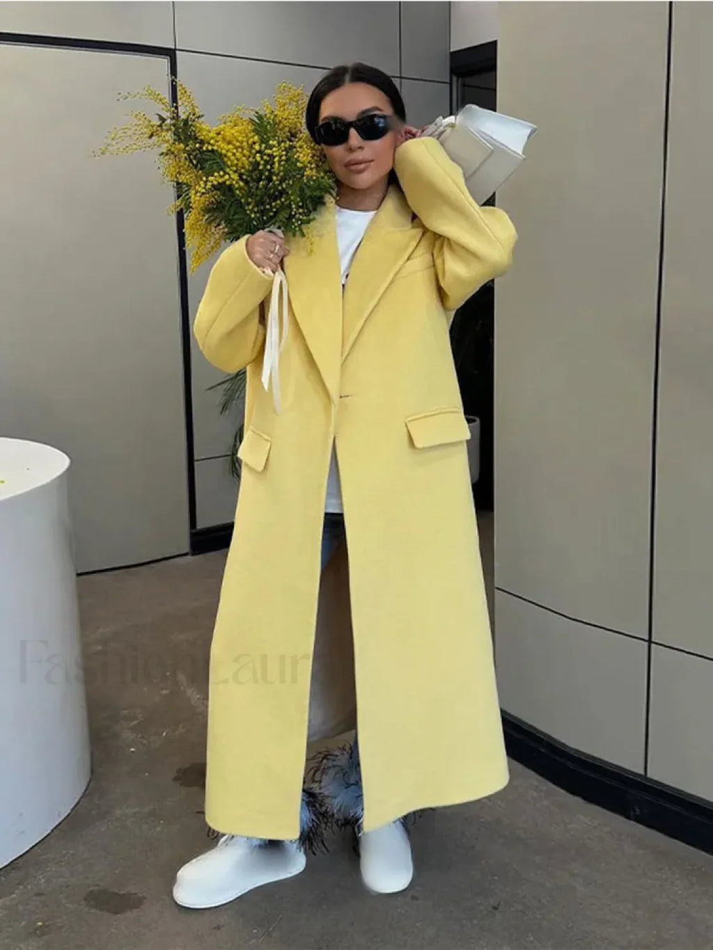 Women Fashion Solid Woolen Warm Overcoats