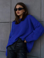 Women New Casual Solid Loose Fashion O neck Long Sleeve Knitting Pullover 2024 Sweater Sweaters L