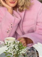 Women Pink Woolen Lapel Blazer Overcoats